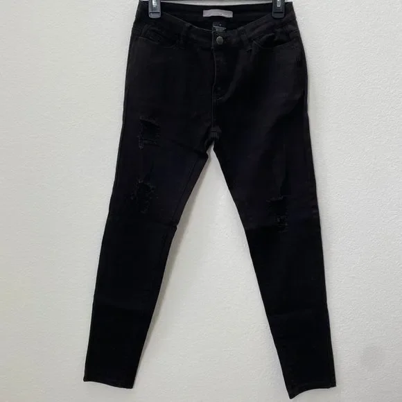 Foreign Exchange Black Distressed Denim Jeans in Womens size 7 - Picture 2 of 4